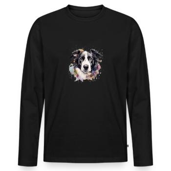 Border Collie - Men's Premium Organic Long Sleeve Shirt - black - Front - Nico (187cm)