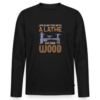 Turning Wood Lathe Lathe - Men's Premium Organic Long Sleeve Shirt - black - Front - Nico (187cm)