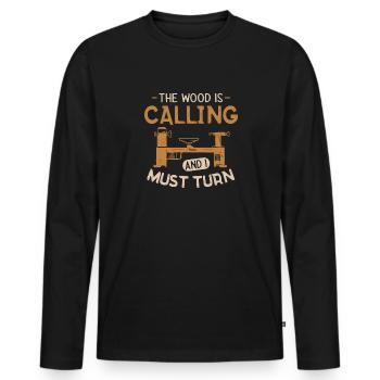 Turning Wood Lathe Lathe - Men's Premium Organic Long Sleeve Shirt - black - Front - Nico (187cm)