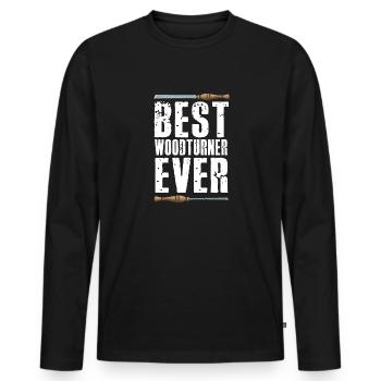 Turning Wood Lathe Lathe - Men's Premium Organic Long Sleeve Shirt - black - Front - Nico (187cm)