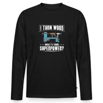 Woodturning Woodturning Wood Lathe Lathe - Men's Premium Organic Long Sleeve Shirt - black - Front - Nico (187cm)