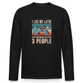 Turning Wood Lathe Lathe - Men's Premium Organic Long Sleeve Shirt - black - Front - Nico (187cm)