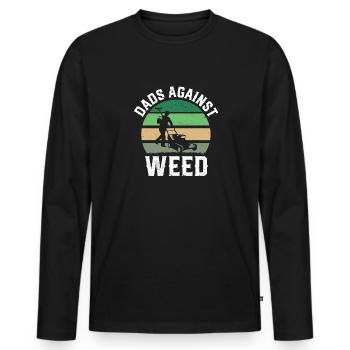 Pappas contre les mauvaises herbes Tondeuse à gazon Papa Drôle de jardinage - T-shirt manches longues Premium bio Homme - noir - Devant - Nico (187cm)