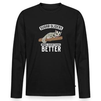 Short-headed glider Sugar Glider - Men's Premium Organic Long Sleeve Shirt - black - Front - Nico (187cm)