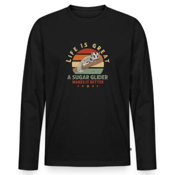 Short-headed glider Sugar Glider - Men's Premium Organic Long Sleeve Shirt - black - Front - Nico (187cm)