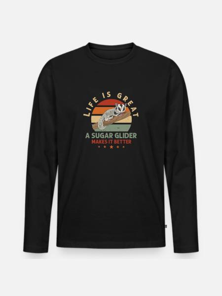 Short-headed glider Sugar Glider - Men's Premium Organic Long Sleeve Shirt - black