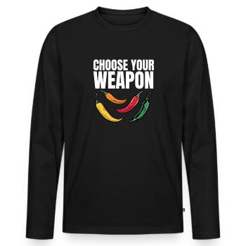Chili Pepper Lover Hot Spicy Funny Choose Your Wea - Men's Premium Organic Long Sleeve Shirt - black - Front - Nico (187cm)