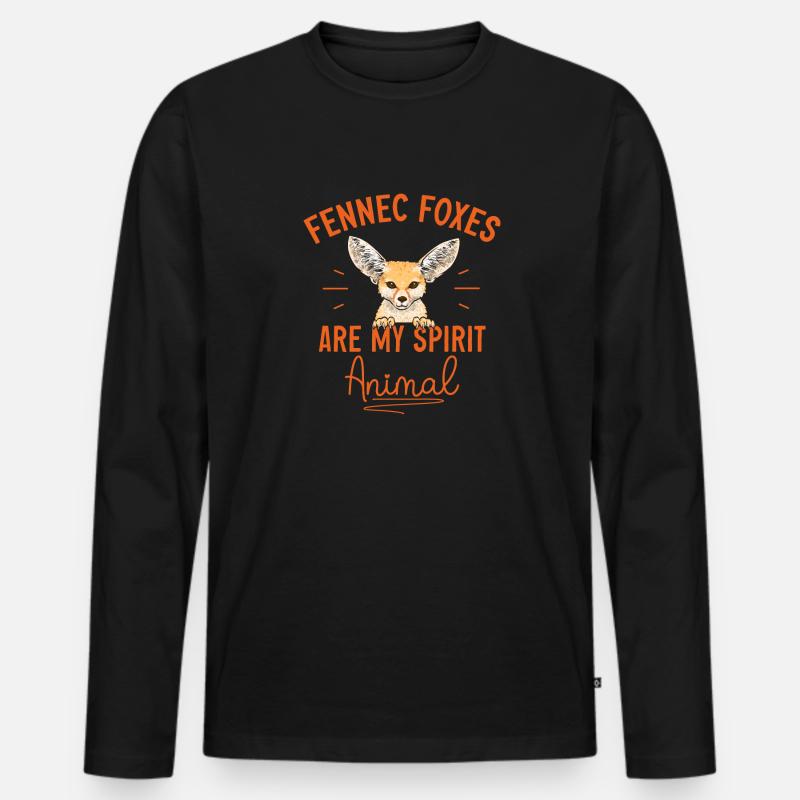 Fennek Fuchs Fennec Fox Wüstenfuchs - Männer Premium Bio Langarmshirt - Schwarz