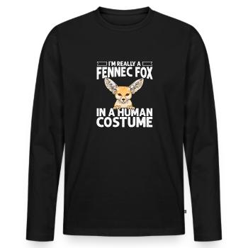 Fennek Fuchs Fennec Fox Wüstenfuchs - Männer Premium Bio Langarmshirt - Schwarz - Vorne - Nico (187cm)