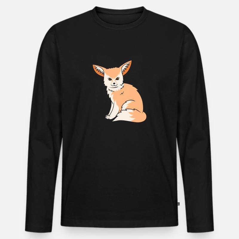 Fennek Fuchs Fennec Fox Wüstenfuchs - Männer Premium Bio Langarmshirt - Schwarz