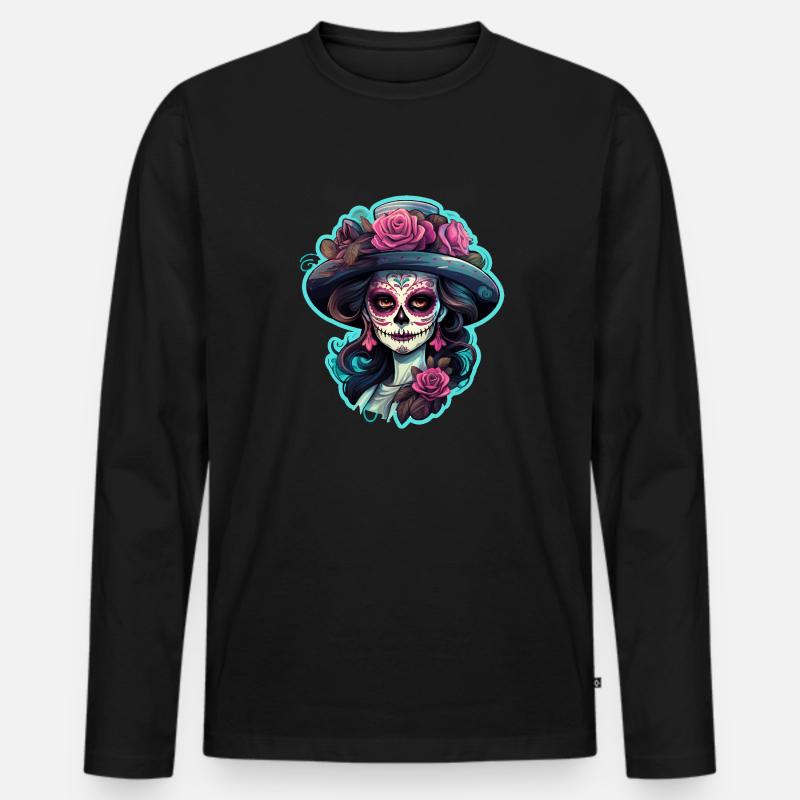 La Catrina - Männer Premium Bio Langarmshirt - Schwarz