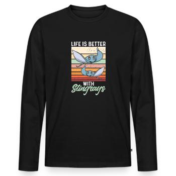 Raies pastenagues Raies manta Raies océaniques - T-shirt manches longues Premium bio Homme - noir - Devant - Nico (187cm)