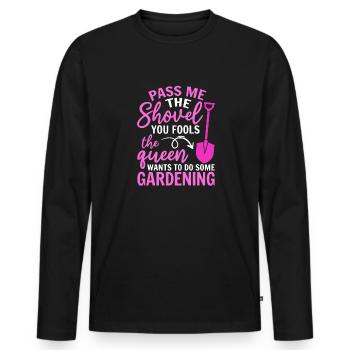 Spade ici, imbécile, la reine veut jardiner - T-shirt manches longues Premium bio Homme - noir - Devant - Nico (187cm)