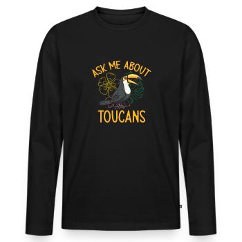 Forêt tropicale des oiseaux toucans - T-shirt manches longues Premium bio Homme - noir - Devant - Nico (187cm)