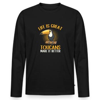 Toucan Bird Rainforest - Men's Premium Organic Long Sleeve Shirt - black - Front - Nico (187cm)
