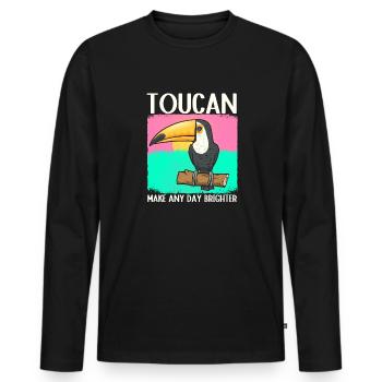 Toucan Bird Rainforest - Men's Premium Organic Long Sleeve Shirt - black - Front - Nico (187cm)