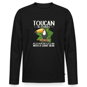 Toucan Bird Rainforest - Men's Premium Organic Long Sleeve Shirt - black - Front - Nico (187cm)