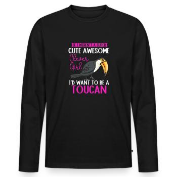 Forêt tropicale des oiseaux toucans - T-shirt manches longues Premium bio Homme - noir - Devant - Nico (187cm)