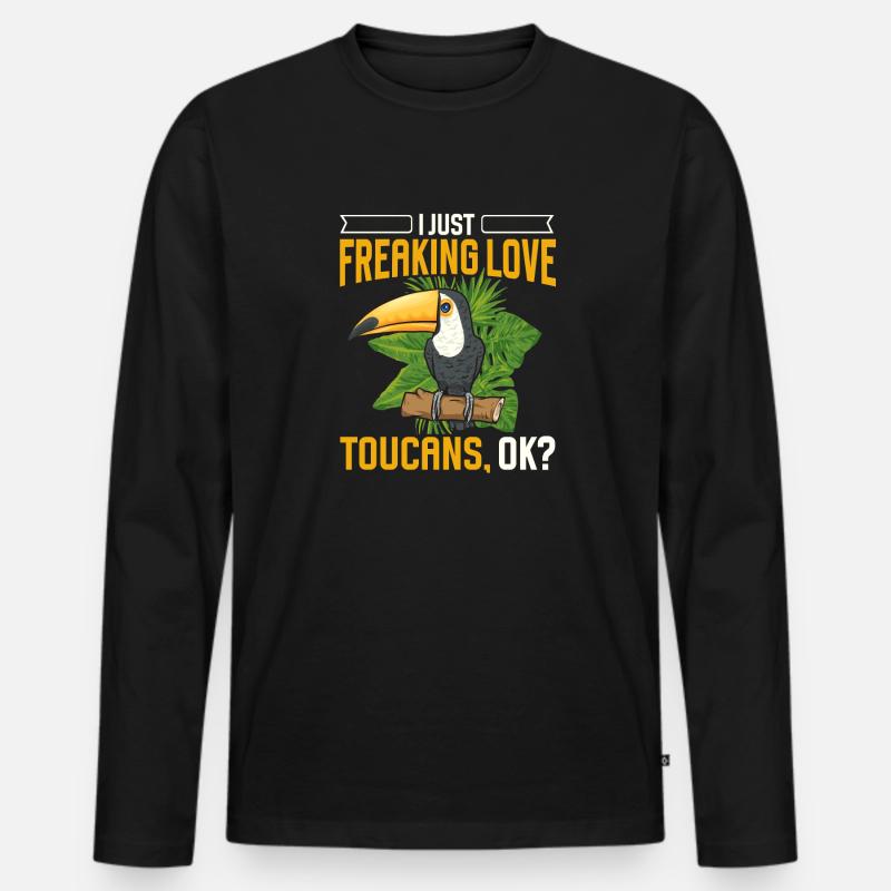 Tukan Vogel Regenwald - Männer Premium Bio Langarmshirt - Schwarz