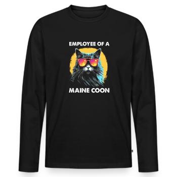 Maine Coon Employee Funny Cats Design - Men's Premium Organic Long Sleeve Shirt - black - Front - Nico (187cm)