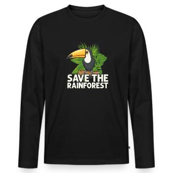 Toucan Bird Rainforest - Men's Premium Organic Long Sleeve Shirt - black - Front - Nico (187cm)