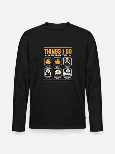 Rubber Duck Duckling Funny Things I Do In My Spare - Premium økologisk langærmet T-shirt til mænd - sort
