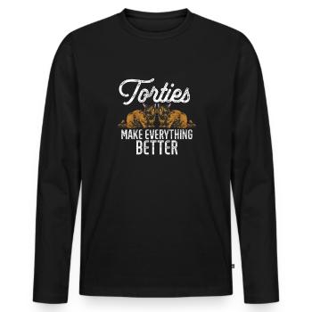 Schildpatt Katze Tortoiseshell Cat Tortie - Männer Premium Bio Langarmshirt - Schwarz - Vorne - Nico (187cm)