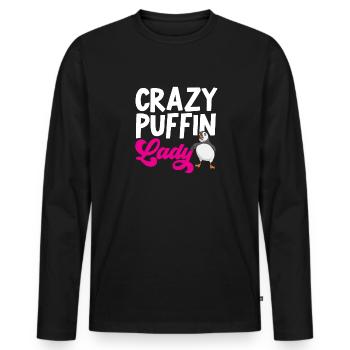 puffin puffin auke birds Lunde - Men's Premium Organic Long Sleeve Shirt - black - Front - Nico (187cm)