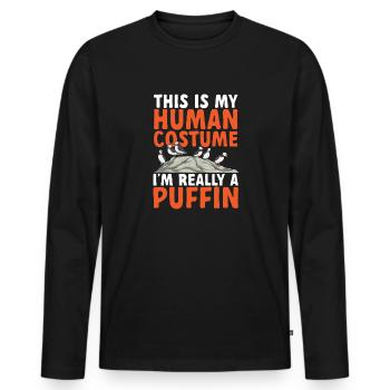 puffin puffin auke birds Lunde - Men's Premium Organic Long Sleeve Shirt - black - Front - Nico (187cm)