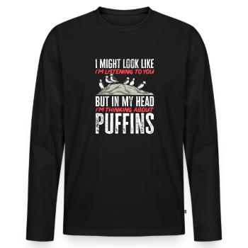 puffin puffin auke birds Lunde - Men's Premium Organic Long Sleeve Shirt - black - Front - Nico (187cm)
