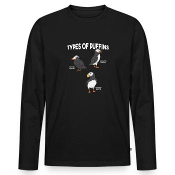puffin puffin auke birds Lunde - Men's Premium Organic Long Sleeve Shirt - black - Front - Nico (187cm)