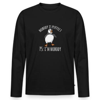 puffin puffin auke birds Lunde - Men's Premium Organic Long Sleeve Shirt - black - Front - Nico (187cm)