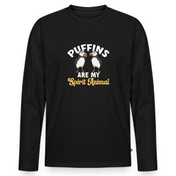 puffin puffin auke birds Lunde - Men's Premium Organic Long Sleeve Shirt - black - Front - Nico (187cm)