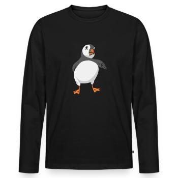 puffin puffin auke birds Lunde - Men's Premium Organic Long Sleeve Shirt - black - Front - Nico (187cm)