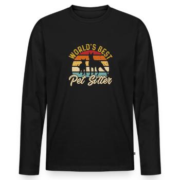 Pet Sitting Cat Dog Pet Sitter - Men's Premium Organic Long Sleeve Shirt - black - Front - Nico (187cm)