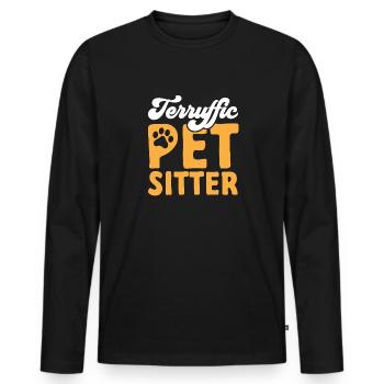 Pet Sitting Cat Dog Pet Sitter - Men's Premium Organic Long Sleeve Shirt - black - Front - Nico (187cm)
