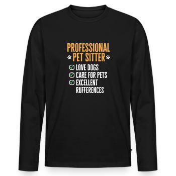 Pet Sitting Cat Dog Pet Sitter - Men's Premium Organic Long Sleeve Shirt - black - Front - Nico (187cm)