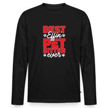 Pet Sitting Cat Dog Pet Sitter - T-shirt manches longues Premium bio Homme - noir - Devant - Nico (187cm)
