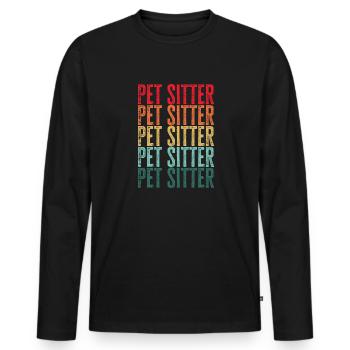 Pet Sitting Cat Dog Pet Sitter - Men's Premium Organic Long Sleeve Shirt - black - Front - Nico (187cm)