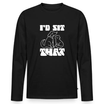 Pet Sitting Cat Dog Pet Sitter - Men's Premium Organic Long Sleeve Shirt - black - Front - Nico (187cm)