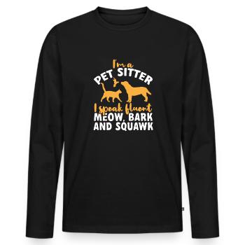 Pet Sitting Cat Dog Pet Sitter - Men's Premium Organic Long Sleeve Shirt - black - Front - Nico (187cm)