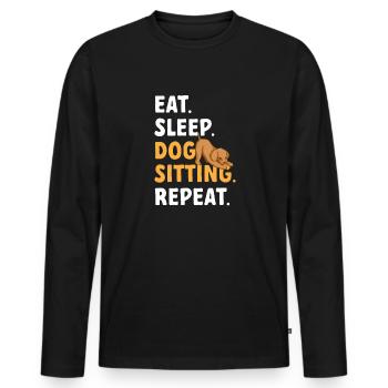 Pet Sitting Cat Dog Pet Sitter - Men's Premium Organic Long Sleeve Shirt - black - Front - Nico (187cm)