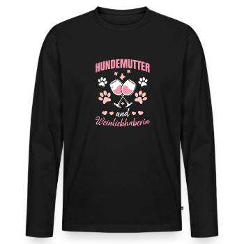 Dog mother and wine lover - Men's Premium Organic Long Sleeve Shirt - black - Front - Nico (187cm)