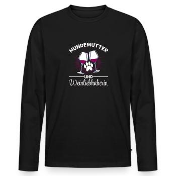 Dog mother and wine lover - Men's Premium Organic Long Sleeve Shirt - black - Front - Nico (187cm)