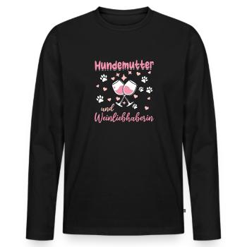 Dog mother and wine lover - Men's Premium Organic Long Sleeve Shirt - black - Front - Nico (187cm)