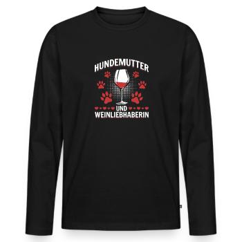 Dog mother and wine lover - Men's Premium Organic Long Sleeve Shirt - black - Front - Nico (187cm)