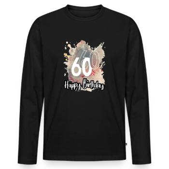 Geburtstag 60 Jahre Splash Grunge Neon Farbklecks - Männer Premium Bio Langarmshirt - Schwarz - Vorne - Nico (187cm)