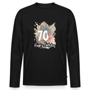 Geburtstag 70 Jahre Splash Grunge Neon Farbklecks - Männer Premium Bio Langarmshirt - Schwarz - Vorne - Nico (187cm)