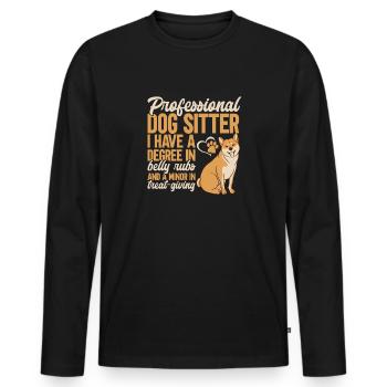 Pet Sitting Cat Dog Pet Sitter - Men's Premium Organic Long Sleeve Shirt - black - Front - Nico (187cm)