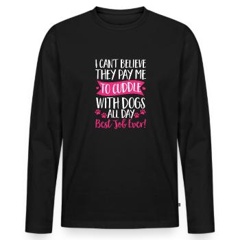 Pet Sitting Cat Dog Pet Sitter - Men's Premium Organic Long Sleeve Shirt - black - Front - Nico (187cm)